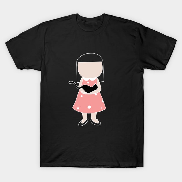 A girl with a cat T-Shirt by Yaalala